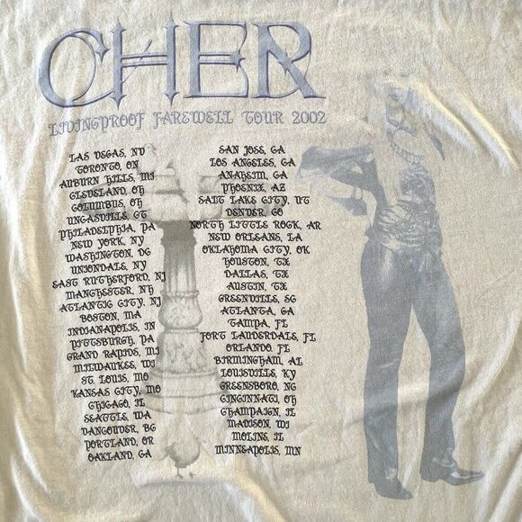 RARE Vintage Cher 2002 Tour T-shirt Big Graphic Sz XL Living Proof Music Y2K - Picture 4 of 5
